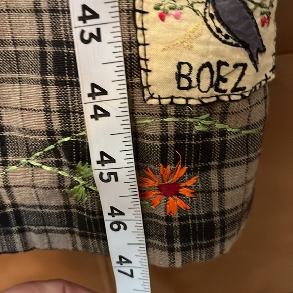 RARE! VTG-Papy Boez-80’s/90’s-S/M-Brown& black plaid,embroidered,patchwork,dress - Picture 16 of 16